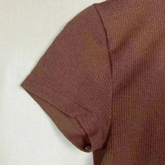 Wild Fable Womens Crop Top Dark Tan XL Short Sleeves Stretchy Pullover Sparkly - Picture 3 of 8